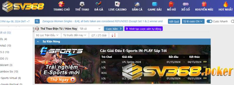 LOL esports tại SV368 thu hút hàng triệu người theo dõi