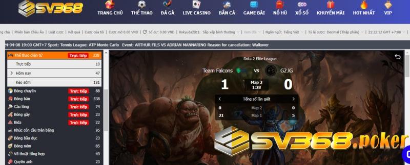Tham gia cá cược esports tại nhà cái SV368 với đa dạng thể loại kèo